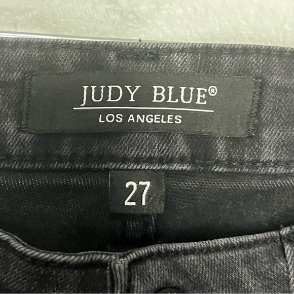 Judy Blue Black Denim Jeans 27 Stretch Taper Slim Ankle Pockets Casual - Picture 4 of 8